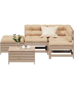 vidaXL 5-częściowy zestaw mebli ogrodowych z poduszkami, lite drewno sosnowe Dārza mēbeļu komplekti