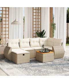 vidaXL 7-częściowy zestaw wypoczynkowy do ogrodu, z poduszkami, beżowy Dārza mēbeļu komplekti