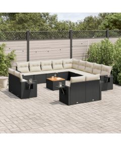 vidaXL 14-częściowy zestaw wypoczynkowy do ogrodu, poduszki czarny rattan PE Dārza mēbeļu komplekti