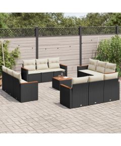 vidaXL 13-częściowy zestaw mebli do ogrodu, poduszki, czarny, rattan PE Dārza mēbeļu komplekti