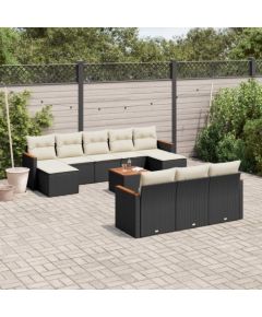 vidaXL 11-częściowy zestaw wypoczynkowy do ogrodu, poduszki czarny rattan PE Dārza mēbeļu komplekti