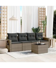 vidaXL 5-częściowy zestaw wypoczynkowy do ogrodu, poduszki, szary rattan PE Dārza mēbeļu komplekti