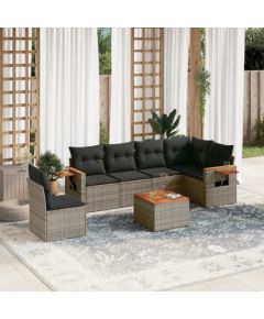 vidaXL 7-częściowy zestaw wypoczynkowy do ogrodu, z poduszkami, szary Dārza mēbeļu komplekti