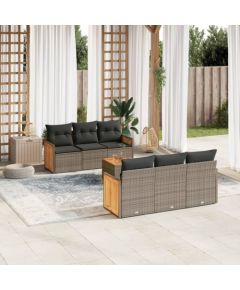 vidaXL 7-częściowy zestaw wypoczynkowy do ogrodu, z poduszkami, szary Dārza mēbeļu komplekti