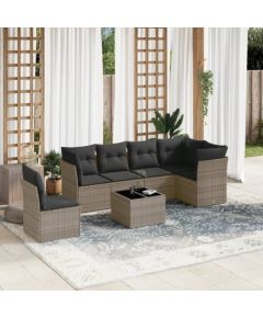 vidaXL 7-częściowy zestaw wypoczynkowy do ogrodu, z poduszkami, szary Dārza mēbeļu komplekti