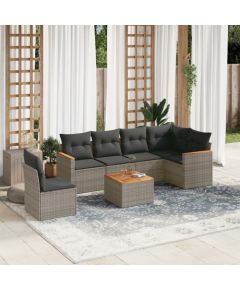 vidaXL 7-częściowy zestaw wypoczynkowy do ogrodu, z poduszkami, szary Dārza mēbeļu komplekti