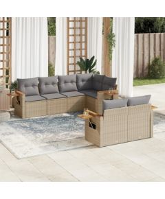 vidaXL 7-częściowy zestaw wypoczynkowy do ogrodu, z poduszkami, szary Dārza mēbeļu komplekti