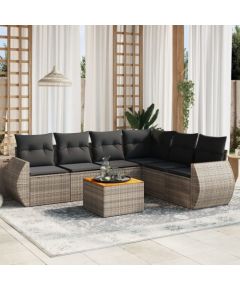 vidaXL 7-częściowy zestaw wypoczynkowy do ogrodu, z poduszkami, szary Dārza mēbeļu komplekti