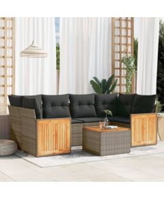 vidaXL 7-częściowy zestaw wypoczynkowy do ogrodu, z poduszkami, szary Dārza mēbeļu komplekti