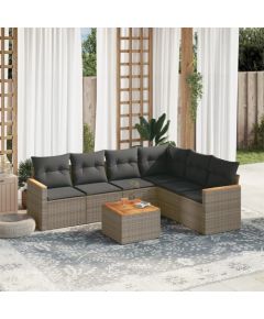 vidaXL 7-częściowy zestaw wypoczynkowy do ogrodu, z poduszkami, szary Dārza mēbeļu komplekti