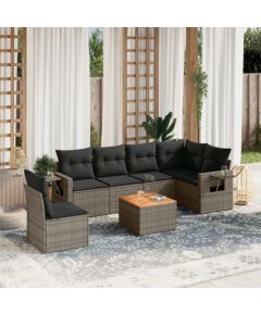 vidaXL 7-częściowy zestaw wypoczynkowy do ogrodu, z poduszkami, szary Dārza mēbeļu komplekti