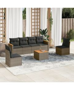 vidaXL 7-częściowy zestaw wypoczynkowy do ogrodu, z poduszkami, szary Dārza mēbeļu komplekti