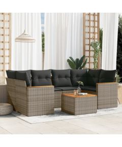 vidaXL 7-częściowy zestaw wypoczynkowy do ogrodu, z poduszkami, szary Dārza mēbeļu komplekti