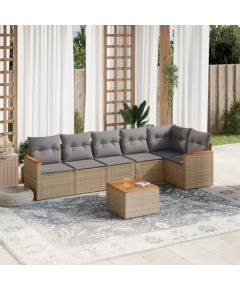 vidaXL 7-częściowy zestaw wypoczynkowy do ogrodu, z poduszkami, beżowy Dārza mēbeļu komplekti