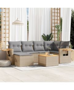 vidaXL 7-częściowy zestaw wypoczynkowy do ogrodu, z poduszkami, beżowy Dārza mēbeļu komplekti