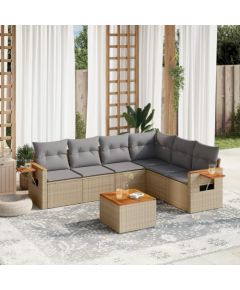 vidaXL 7-częściowy zestaw wypoczynkowy do ogrodu, z poduszkami, beżowy Dārza mēbeļu komplekti