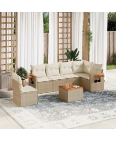 vidaXL 7-częściowy zestaw wypoczynkowy do ogrodu, z poduszkami, beżowy Dārza mēbeļu komplekti