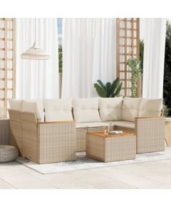 vidaXL 7-częściowy zestaw wypoczynkowy do ogrodu, z poduszkami, beżowy Dārza mēbeļu komplekti