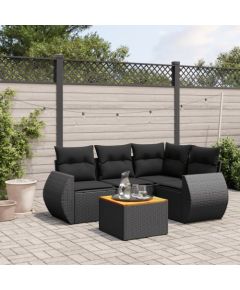 vidaXL 5-częściowy zestaw wypoczynkowy do ogrodu, poduszki, czarny rattan PE Dārza mēbeļu komplekti