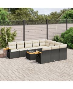 vidaXL 11-częściowy zestaw wypoczynkowy do ogrodu, poduszki czarny rattan PE Dārza mēbeļu komplekti