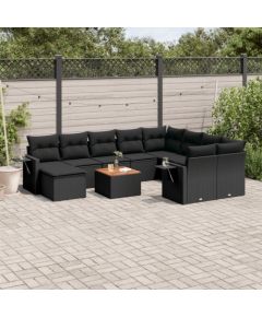 vidaXL 11-częściowy zestaw wypoczynkowy do ogrodu, poduszki czarny rattan PE Dārza mēbeļu komplekti