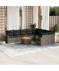 vidaXL 10-częściowy zestaw wypoczynkowy do ogrodu, z poduszkami, szary Dārza mēbeļu komplekti