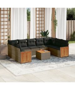 vidaXL 10-częściowy zestaw wypoczynkowy do ogrodu, z poduszkami, szary Dārza mēbeļu komplekti