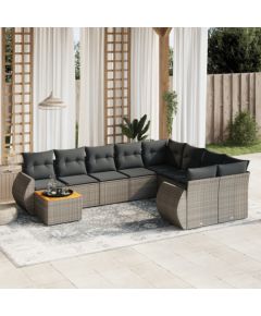 vidaXL 10-częściowy zestaw wypoczynkowy do ogrodu, z poduszkami, szary Dārza mēbeļu komplekti