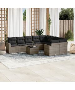 vidaXL 10-częściowy zestaw wypoczynkowy do ogrodu, z poduszkami, szary Dārza mēbeļu komplekti