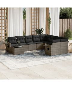 vidaXL 10-częściowy zestaw wypoczynkowy do ogrodu, z poduszkami, szary Dārza mēbeļu komplekti