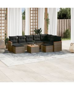 vidaXL 10-częściowy zestaw wypoczynkowy do ogrodu, z poduszkami, szary Dārza mēbeļu komplekti