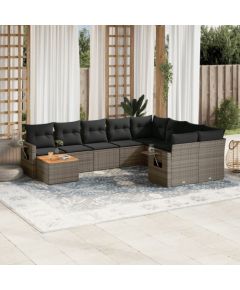 vidaXL 10-częściowy zestaw wypoczynkowy do ogrodu, z poduszkami, szary Dārza mēbeļu komplekti