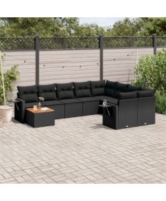 vidaXL 10-częściowy zestaw wypoczynkowy do ogrodu, poduszki czarny rattan PE Dārza mēbeļu komplekti