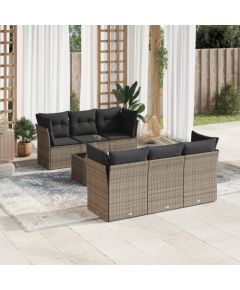 vidaXL 7-częściowy zestaw wypoczynkowy do ogrodu, z poduszkami, szary Dārza mēbeļu komplekti