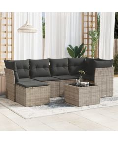 vidaXL 7-częściowy zestaw wypoczynkowy do ogrodu, z poduszkami, szary Dārza mēbeļu komplekti