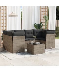 vidaXL 7-częściowy zestaw wypoczynkowy do ogrodu, z poduszkami, szary Dārza mēbeļu komplekti