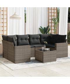 vidaXL 7-częściowy zestaw wypoczynkowy do ogrodu, z poduszkami, szary Dārza mēbeļu komplekti