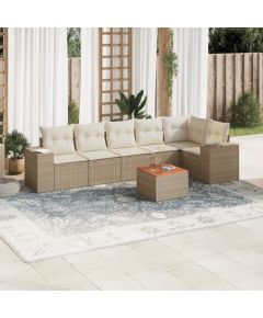 vidaXL 7-częściowy zestaw wypoczynkowy do ogrodu, z poduszkami, beżowy Dārza mēbeļu komplekti