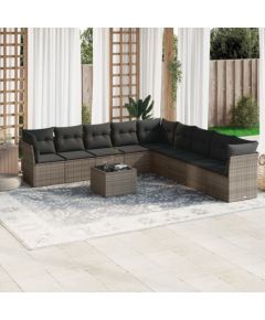 vidaXL 10-częściowy zestaw wypoczynkowy do ogrodu, z poduszkami, szary Dārza mēbeļu komplekti