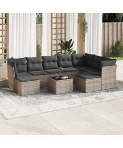 vidaXL 10-częściowy zestaw wypoczynkowy do ogrodu, z poduszkami, szary Dārza mēbeļu komplekti