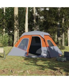 vidaXL Namiot rodzinny, 6-os., szaro-pomarańczowy, wodoszczelny Jaunumi -Dārzam