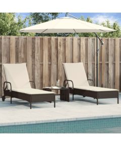 vidaXL Leżaki z poduszkami, 2 szt., brązowe, polirattan Шезлонги и пляжные стулья
