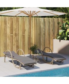 vidaXL Leżaki z poduszkami, 2 szt., beżowe, polirattan Шезлонги и пляжные стулья