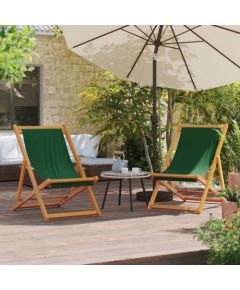 vidaXL Składane krzesła plażowe, 2 szt., zielone, obite tkaniną Шезлонги и пляжные стулья