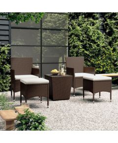 vidaXL vidaXL 5-cz. zestaw bistro do ogrodu, rattan PE, szkło hartowane, brąz Dārza mēbeļu komplekti