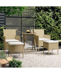 vidaXL vidaXL 5-cz. zestaw bistro do ogrodu, rattan PE i szkło hartowane, beż Dārza mēbeļu komplekti