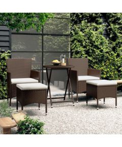 vidaXL vidaXL 5-cz. zestaw bistro do ogrodu, rattan PE, szkło hartowane, brąz Dārza mēbeļu komplekti