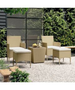 vidaXL vidaXL 5-cz. zestaw bistro do ogrodu, rattan PE, szkło hartowane, beż Dārza mēbeļu komplekti