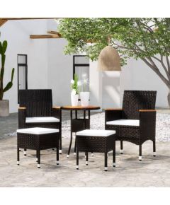 vidaXL vidaXL 5-częściowy zestaw wypoczynkowy do ogrodu, polirattan, czarny Dārza mēbeļu komplekti