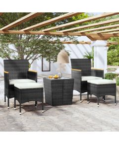 vidaXL vidaXL 5-cz. zestaw mebli bistro, rattan PE i szkło hartowane, czarny Dārza mēbeļu komplekti